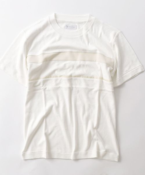 SHIPS JET BLUE（シップスジェットブルー）の「SHIPS JET BLUE: パッチワークボーダー Ｔシャツ2◇（Tシャツ/カットソー・メンズ・ホワイト/グリーン/ロイヤルブルー・SMALL/MEDIUM/X-SMALL/LARGE）」の9枚目の写真