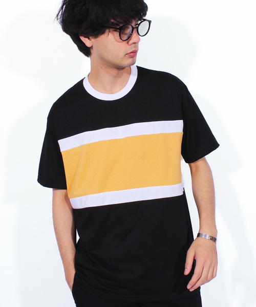 ８(eight)（エイト）の「ボーダー 切替 半袖Tシャツ アメカジ（Tシャツ/カットソー・メンズ・ブラック/ネイビー/グリーン・MEDIUM/LARGE/X-LARGE）」の2枚目の写真