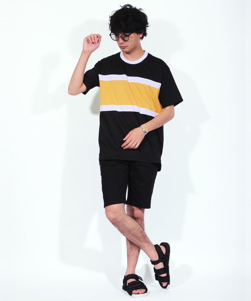 ８(eight)（エイト）の「ボーダー 切替 半袖Tシャツ アメカジ（Tシャツ/カットソー・メンズ・ブラック/ネイビー/グリーン・MEDIUM/LARGE/X-LARGE）」の4枚目の写真