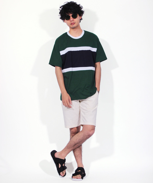 ８(eight)（エイト）の「ボーダー 切替 半袖Tシャツ アメカジ（Tシャツ/カットソー・メンズ・ブラック/ネイビー/グリーン・MEDIUM/LARGE/X-LARGE）」の5枚目の写真