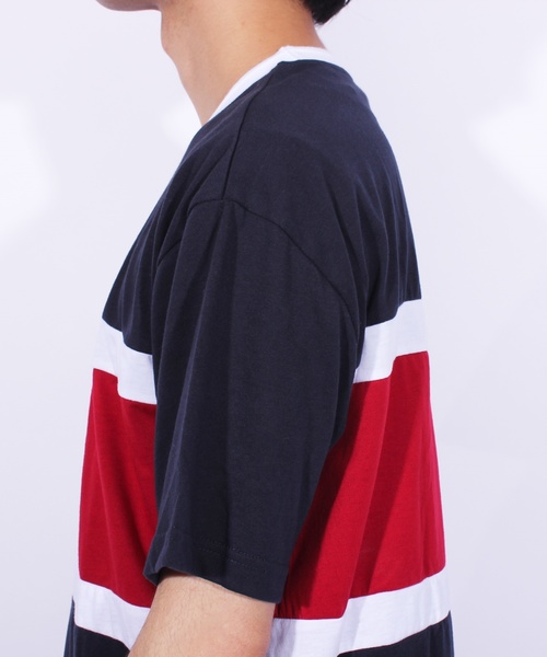 ８(eight)（エイト）の「ボーダー 切替 半袖Tシャツ アメカジ（Tシャツ/カットソー・メンズ・ブラック/ネイビー/グリーン・MEDIUM/LARGE/X-LARGE）」の11枚目の写真