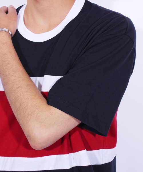 ８(eight)（エイト）の「ボーダー 切替 半袖Tシャツ アメカジ（Tシャツ/カットソー・メンズ・ブラック/ネイビー/グリーン・MEDIUM/LARGE/X-LARGE）」の14枚目の写真