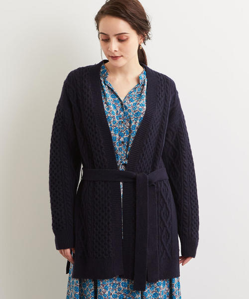 green label relaxing(グリーンレーベルリラクシング)の「SC ハミルトン アラン カーディガン ◆(カーディガン/ボレロ・レディース・ネイビー/オフホワイト/イエロー・FREE)」の4枚目の写真