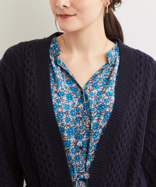 green label relaxing(グリーンレーベルリラクシング)の「SC ハミルトン アラン カーディガン ◆(カーディガン/ボレロ・レディース・ネイビー/オフホワイト/イエロー・FREE)」の13枚目の写真