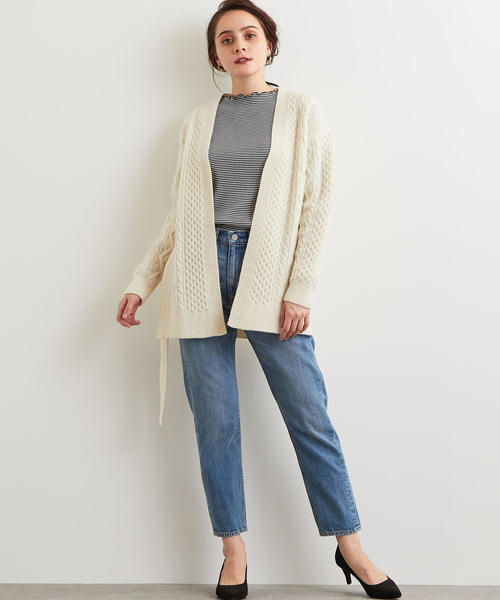 green label relaxing(グリーンレーベルリラクシング)の「SC ハミルトン アラン カーディガン ◆(カーディガン/ボレロ・レディース・ネイビー/オフホワイト/イエロー・FREE)」の7枚目の写真