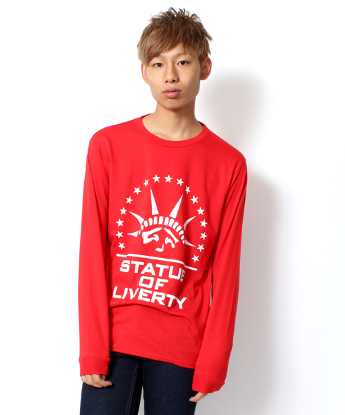 WEGO(ウィゴー)の「WEGO/STATUE OF LIVERTY Tシャツ(Tシャツ/カットソー・メンズ・ホワイト/ブラック/レッド・MEDIUM/LARGE)」の1枚目の写真