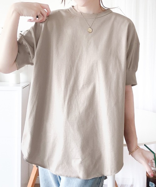 ❶新品❣️クラシカルエルフ★綿100％半袖バックヘンリーチュニック★アイスグレー★ 綿100％半袖バックヘンリーチュニック[品番：WZ000003329