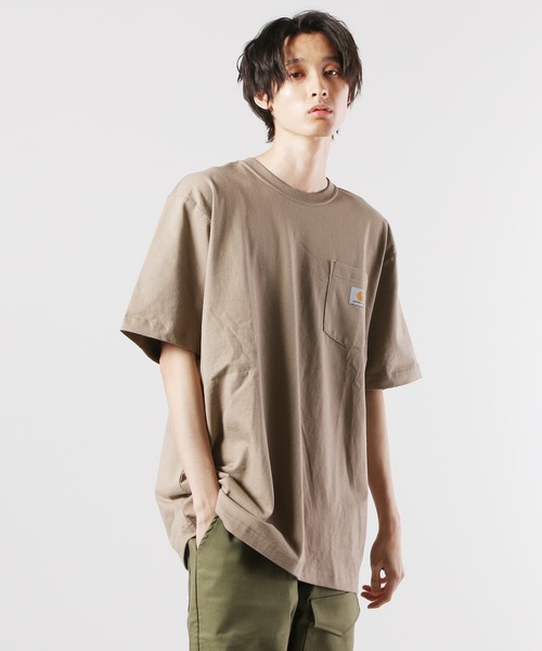 Carhartt（カーハート）の「Carhartt カーハート/ビッグサイズ 半袖 ポケットTシャツ ワンポイントロゴ カットソー（Tシャツ/カットソー・メンズ・ボルドー/ヘザーグレー/グレー系その他/ヘザーチャコール/ダークブラウン/ホワイト/ベージュ系その他/グリーン系その他/ブルー系その他/ネイビー/ブラック/ブラウン系その他・L/2XL/XL/M）」の8枚目の写真