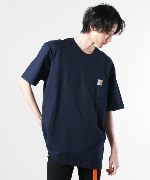 Carhartt（カーハート）の「Carhartt カーハート/ビッグサイズ 半袖 ポケットTシャツ ワンポイントロゴ カットソー（Tシャツ/カットソー・メンズ・ボルドー/ヘザーグレー/グレー系その他/ヘザーチャコール/ダークブラウン/ホワイト/ベージュ系その他/グリーン系その他/ブルー系その他/ネイビー/ブラック/ブラウン系その他・L/2XL/XL/M）」の10枚目の写真