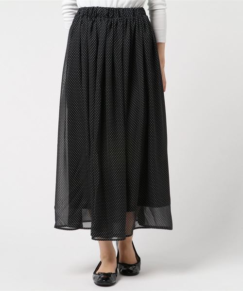 STYLEBLOCK（スタイルブロック）の「ドット柄シフォンフレアロングスカート（スカート・レディース・オフホワイト/ベージュ/ネイビー/ブラック・M）」の3枚目の写真