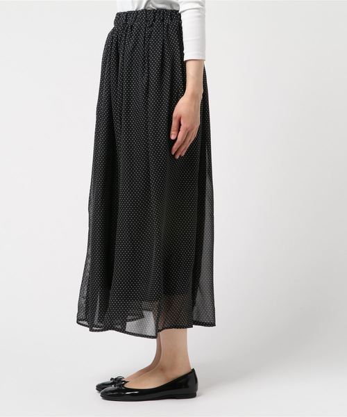 STYLEBLOCK（スタイルブロック）の「ドット柄シフォンフレアロングスカート（スカート・レディース・オフホワイト/ベージュ/ネイビー/ブラック・M）」の5枚目の写真