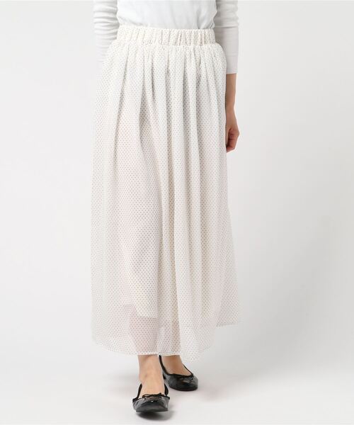 STYLEBLOCK（スタイルブロック）の「ドット柄シフォンフレアロングスカート（スカート・レディース・オフホワイト/ベージュ/ネイビー/ブラック・M）」の7枚目の写真