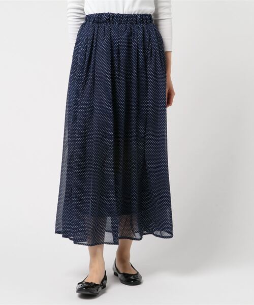 STYLEBLOCK（スタイルブロック）の「ドット柄シフォンフレアロングスカート（スカート・レディース・オフホワイト/ベージュ/ネイビー/ブラック・M）」の9枚目の写真