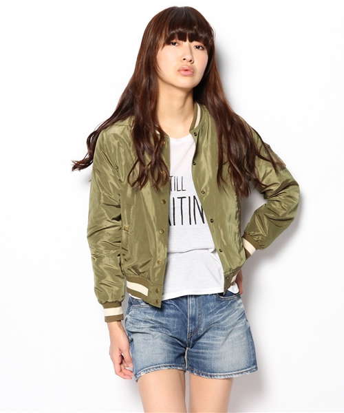 Ray BEAMS（レイビームス）の「○Ray BEAMS / ラインリブ スタジャン（ブルゾン・レディース・オリーブ/ネイビー・1/0）」の15枚目の写真