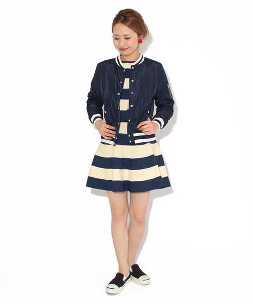 Ray BEAMS（レイビームス）の「○Ray BEAMS / ラインリブ スタジャン（ブルゾン・レディース・オリーブ/ネイビー・1/0）」の18枚目の写真