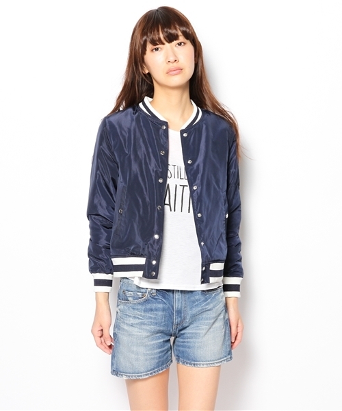 Ray BEAMS（レイビームス）の「○Ray BEAMS / ラインリブ スタジャン（ブルゾン・レディース・オリーブ/ネイビー・1/0）」の6枚目の写真