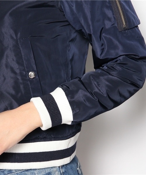 Ray BEAMS（レイビームス）の「○Ray BEAMS / ラインリブ スタジャン（ブルゾン・レディース・オリーブ/ネイビー・1/0）」の11枚目の写真