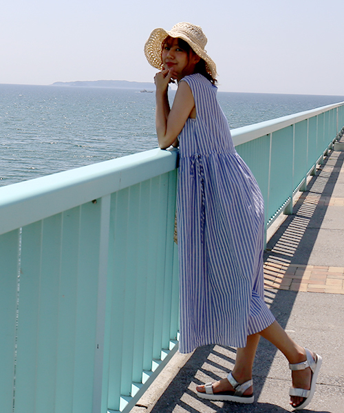 n'ee-ne（ネーネ）の「ストライプワンピース（ワンピース・レディース・ブラック/ネイビー・M/L/LL）」の7枚目の写真