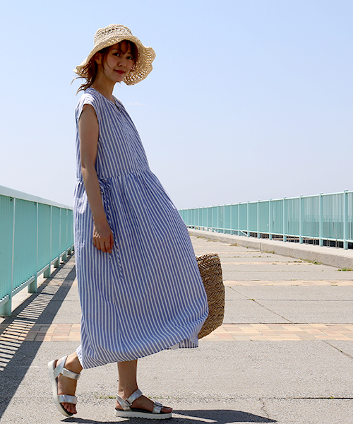 n'ee-ne（ネーネ）の「ストライプワンピース（ワンピース・レディース・ブラック/ネイビー・M/L/LL）」の6枚目の写真