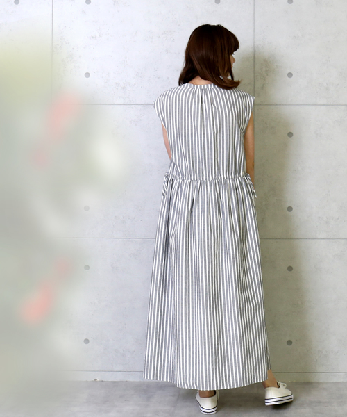 n'ee-ne（ネーネ）の「ストライプワンピース（ワンピース・レディース・ブラック/ネイビー・M/L/LL）」の16枚目の写真