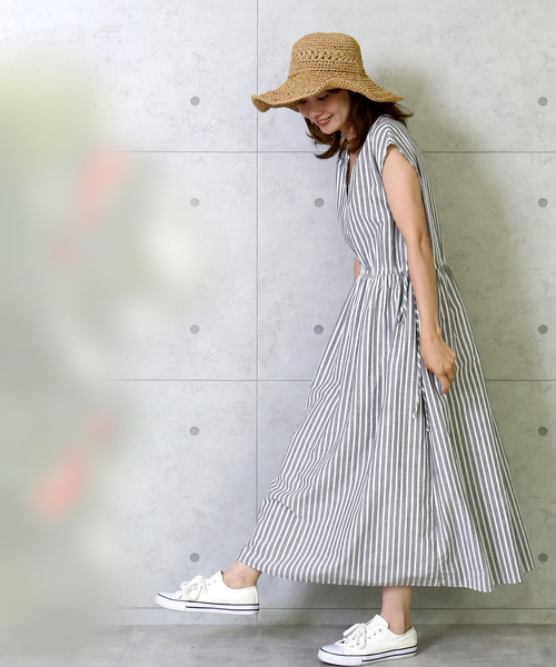 n'ee-ne（ネーネ）の「ストライプワンピース（ワンピース・レディース・ブラック/ネイビー・M/L/LL）」の17枚目の写真