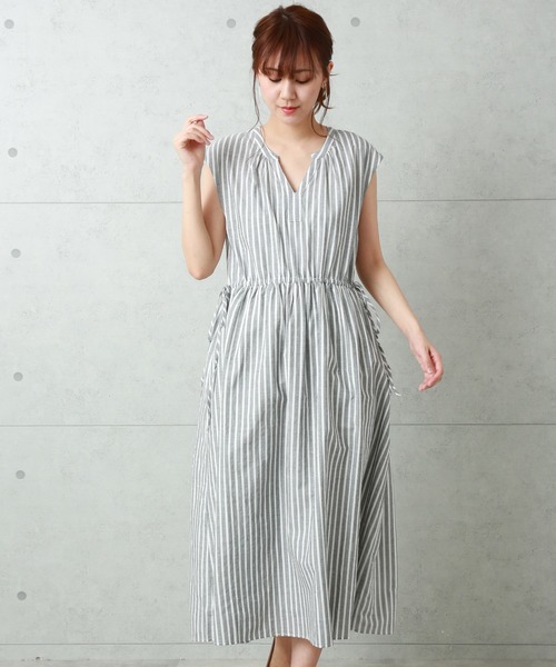 n'ee-ne（ネーネ）の「ストライプワンピース（ワンピース・レディース・ブラック/ネイビー・M/L/LL）」の21枚目の写真