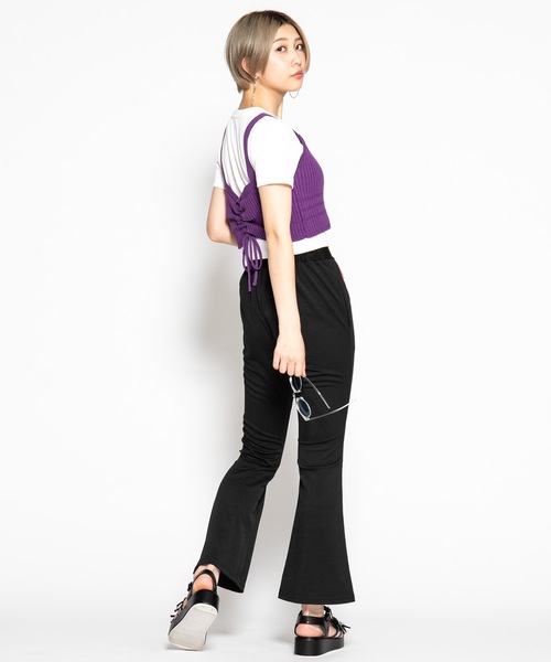 WEGO(ウィゴー)の「WEGO/バックシャーリングニットビスチェ(ベスト・レディース・カーキ/パープル/ブラック/ライトベージュ・FREE)」の11枚目の写真