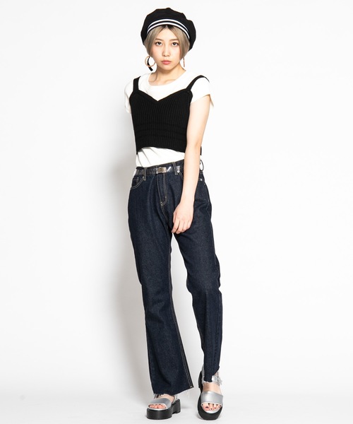 WEGO(ウィゴー)の「WEGO/バックシャーリングニットビスチェ(ベスト・レディース・カーキ/パープル/ブラック/ライトベージュ・FREE)」の10枚目の写真