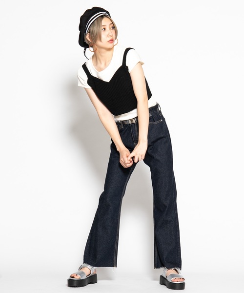 WEGO(ウィゴー)の「WEGO/バックシャーリングニットビスチェ(ベスト・レディース・カーキ/パープル/ブラック/ライトベージュ・FREE)」の19枚目の写真