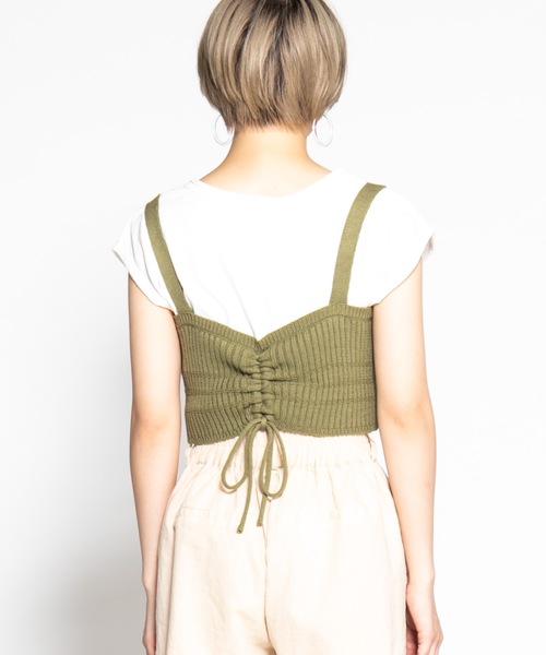 WEGO(ウィゴー)の「WEGO/バックシャーリングニットビスチェ(ベスト・レディース・カーキ/パープル/ブラック/ライトベージュ・FREE)」の8枚目の写真