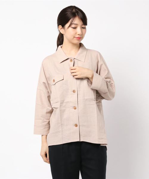 earth music&ecology（アースミュージックアンドエコロジー）の「抜け襟ワークジャケット ●＊（シャツ/ブラウス・レディース・ベージュ/ブラウン・FREE）」の3枚目の写真