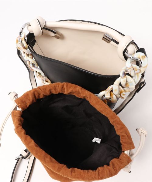 florist（フローリスト）の「【2way】バイカラーバケツ型ビッグチェーンバケツバッグ（ハンドバッグ・レディース・ブラック/パープル/イエロー/グリーン/レオパード・FREE）」の11枚目の写真