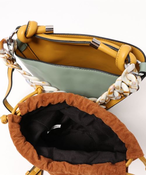 florist（フローリスト）の「【2way】バイカラーバケツ型ビッグチェーンバケツバッグ（ハンドバッグ・レディース・ブラック/パープル/イエロー/グリーン/レオパード・FREE）」の15枚目の写真