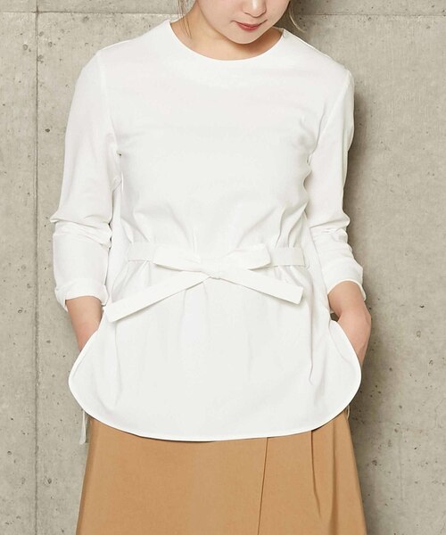 Liesse（リエス）の「ウエストベルトプルオーバー（シャツ/ブラウス・レディース・オフホワイト/キャメル/クリーム・FREE）」の3枚目の写真