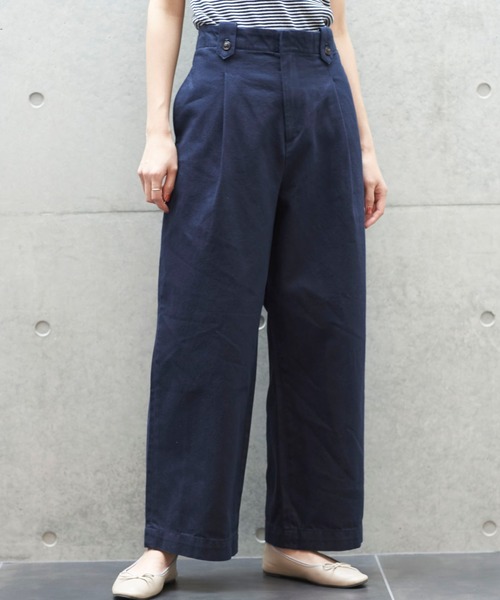 AMERICAN HOLIC(アメリカンホリック)の「ボタンループツイルワイドパンツ *(その他パンツ・レディース・アイボリー/ネイビー・MEDIUM/LARGE)」の1枚目の写真