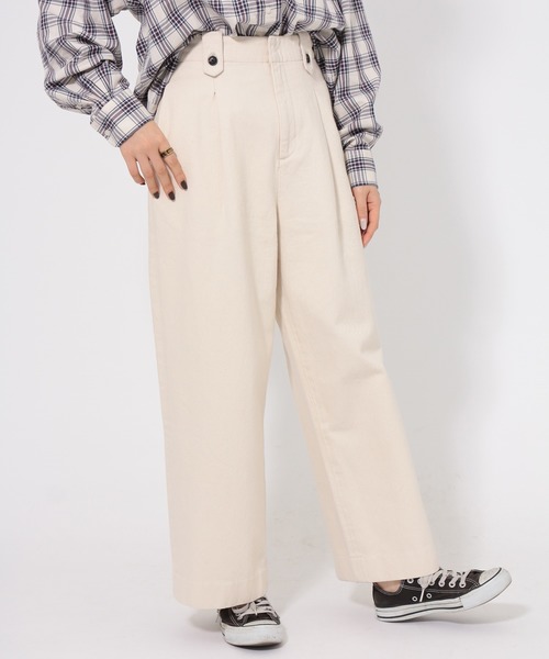 AMERICAN HOLIC(アメリカンホリック)の「ボタンループツイルワイドパンツ *(その他パンツ・レディース・アイボリー/ネイビー・MEDIUM/LARGE)」の6枚目の写真