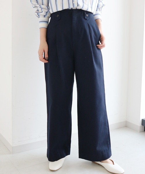AMERICAN HOLIC(アメリカンホリック)の「ボタンループツイルワイドパンツ *(その他パンツ・レディース・アイボリー/ネイビー・MEDIUM/LARGE)」の7枚目の写真