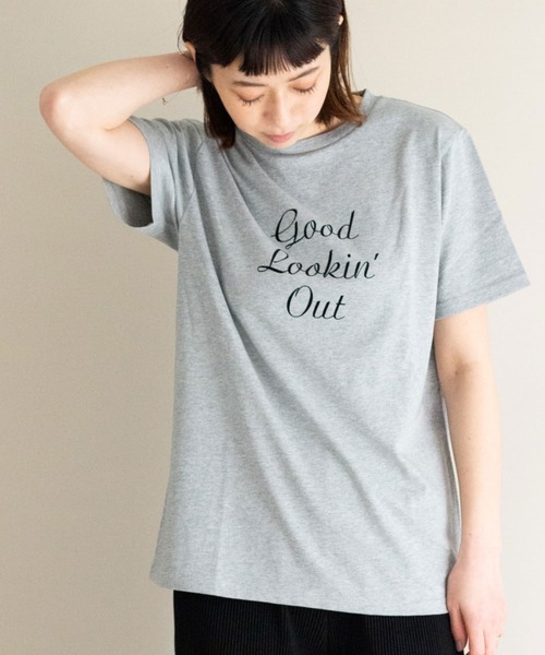 ottilie(オティーリエ)の「フロッキープリントTシャツ(Tシャツ/カットソー・レディース・オフホワイト/グレー/イエロー/ピンク・FREE)」の3枚目の写真
