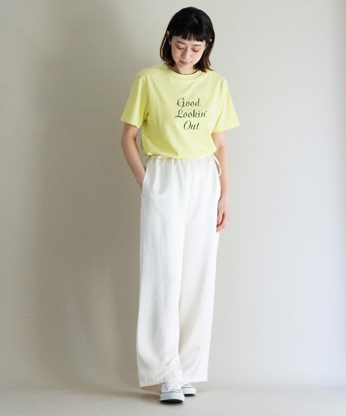 ottilie(オティーリエ)の「フロッキープリントTシャツ(Tシャツ/カットソー・レディース・オフホワイト/グレー/イエロー/ピンク・FREE)」の20枚目の写真