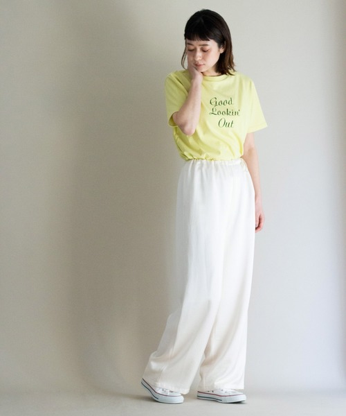 ottilie(オティーリエ)の「フロッキープリントTシャツ(Tシャツ/カットソー・レディース・オフホワイト/グレー/イエロー/ピンク・FREE)」の21枚目の写真