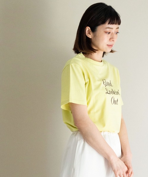 ottilie(オティーリエ)の「フロッキープリントTシャツ(Tシャツ/カットソー・レディース・オフホワイト/グレー/イエロー/ピンク・FREE)」の15枚目の写真