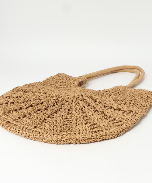 notch.（ノッチ）の「編み切り替えハンドルトート（かごバッグ・レディース・ベージュ/ブラウン・ONESIZE）」の4枚目の写真