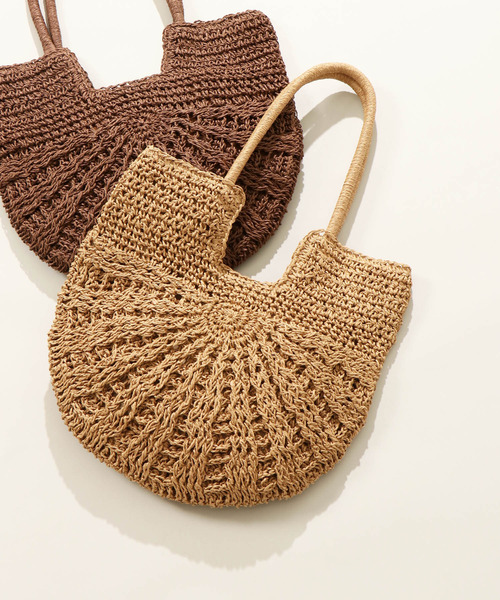 notch.（ノッチ）の「編み切り替えハンドルトート（かごバッグ・レディース・ベージュ/ブラウン・ONESIZE）」の2枚目の写真