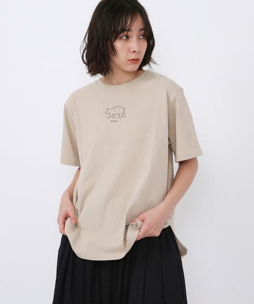 coen(コーエン)の「コーエンベアプリントTEE#(Tシャツ/カットソー・レディース・ベージュ/ホワイト・FREE)」の2枚目の写真