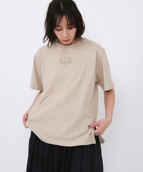 coen(コーエン)の「コーエンベアプリントTEE#(Tシャツ/カットソー・レディース・ベージュ/ホワイト・FREE)」の6枚目の写真
