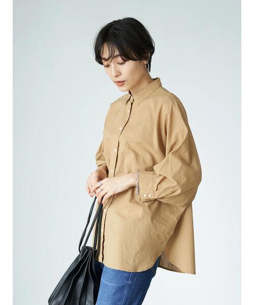 AMERICAN HOLIC(アメリカンホリック)の「ドルマンバックギャザーソフトシャツ 〇*(シャツ/ブラウス・レディース・ネイビー/キャメル/チェック・FREE)」の6枚目の写真