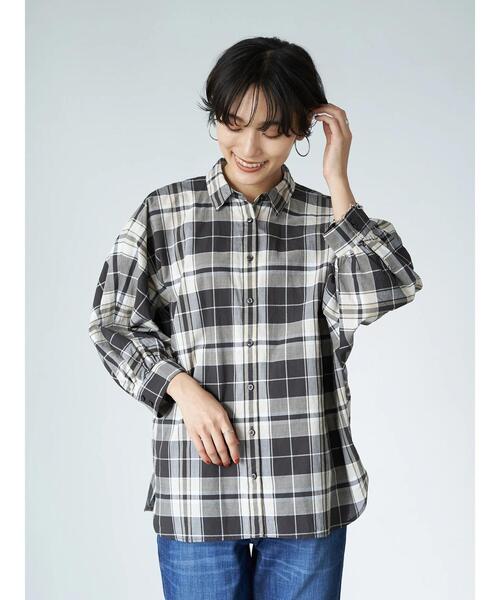 AMERICAN HOLIC(アメリカンホリック)の「ドルマンバックギャザーソフトシャツ 〇*(シャツ/ブラウス・レディース・ネイビー/キャメル/チェック・FREE)」の8枚目の写真