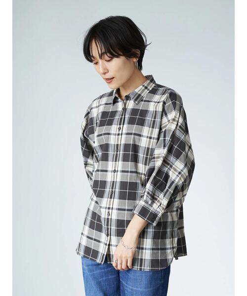 AMERICAN HOLIC(アメリカンホリック)の「ドルマンバックギャザーソフトシャツ 〇*(シャツ/ブラウス・レディース・ネイビー/キャメル/チェック・FREE)」の20枚目の写真