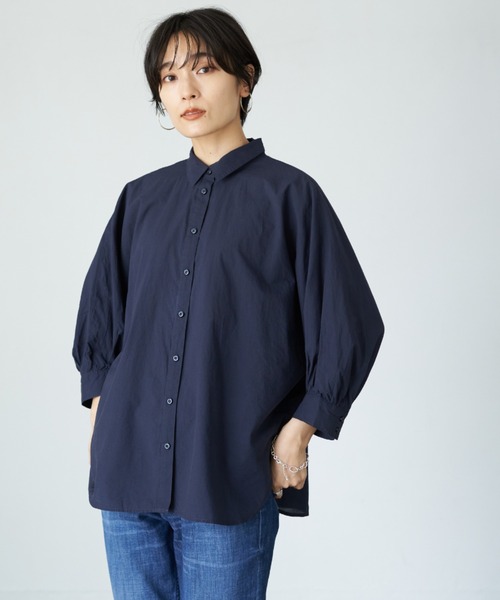 AMERICAN HOLIC(アメリカンホリック)の「ドルマンバックギャザーソフトシャツ 〇*(シャツ/ブラウス・レディース・ネイビー/キャメル/チェック・FREE)」の1枚目の写真