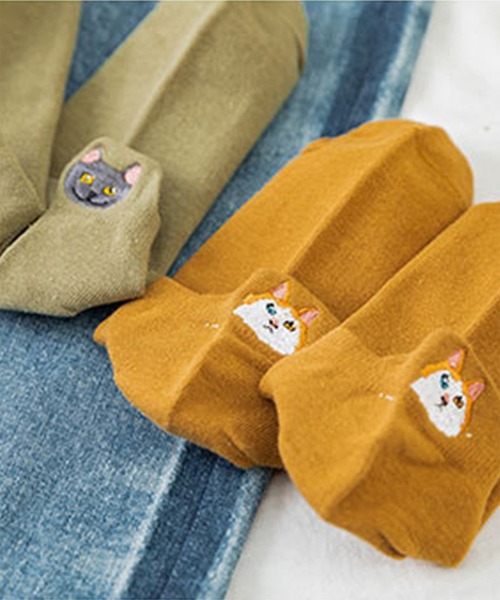 aimoha（アイモハ）の「かわいい ねこ 動物 靴下（ソックス/靴下・レディース・ベージュ/ブラック/グリーン/オレンジ/ホワイト/イエロー/カーキ・FREE）」の20枚目の写真